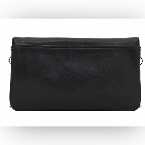 Tory Burch Bombe Reva Black Leather Clutch with Gold Chain - Picture 4 of 10